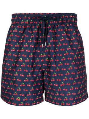 Derek Rose cherry-print swim shorts - Blue