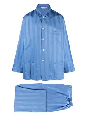 Derek Rose Lingfield striped cotton pyjama set - Blue