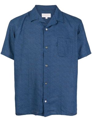 Derek Rose patterned linen sleep shirt - Blue
