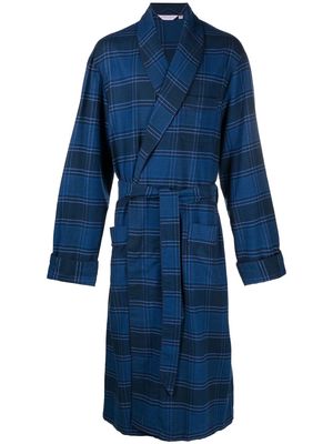 Derek Rose plaid-print cotton robe - Blue