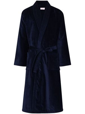 Derek Rose Triton velour towelling robe - Blue