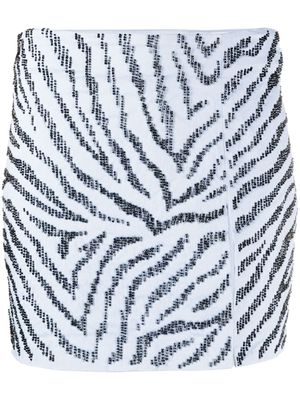 DES PHEMMES bead zebra-pattern miniskirt - Blue
