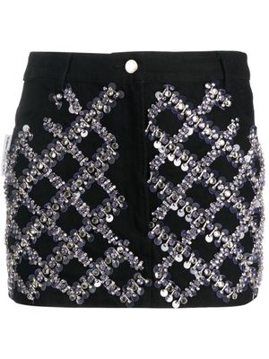 DES PHEMMES crystal-embellished A-line miniskirt - Black