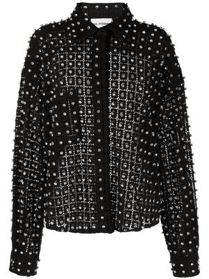 DES PHEMMES crystal-embellished cotton shirt - Black