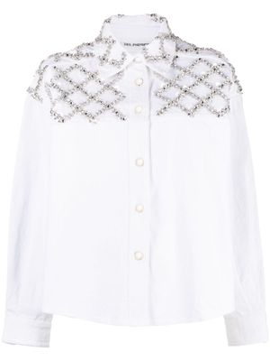 DES PHEMMES crystal-embellished cotton shirt - White