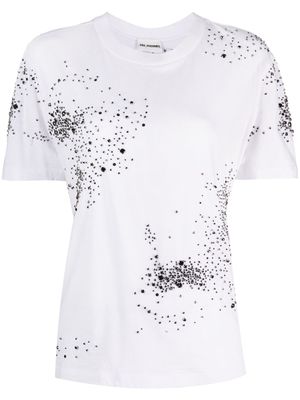 DES PHEMMES crystal-embellished cotton T-shirt - White