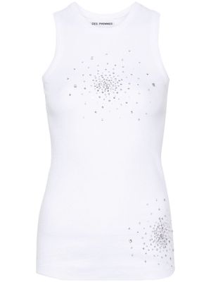 DES PHEMMES crystal-embellished fine-knit top - White