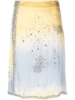 DES PHEMMES crystal-embellished gradient silk skirt - Yellow