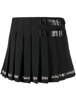 DES PHEMMES crystal-embellished pleated skirt - Black
