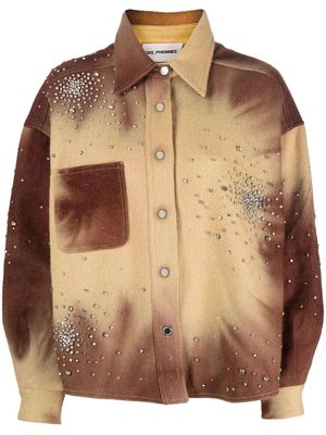 DES PHEMMES crystal-embellished shirt jacket - Neutrals