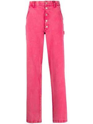 DES PHEMMES embellished-logo straight-leg jeans - Pink