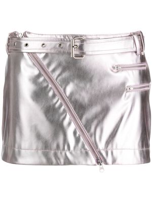 DES PHEMMES metallic biker-style miniskirt - Pink