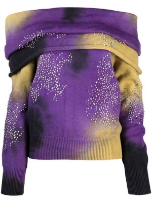 DES PHEMMES opff-shoulder wool jumper - Purple
