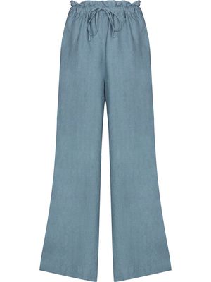 DES SEN Chateau wide-leg linen trousers - Blue