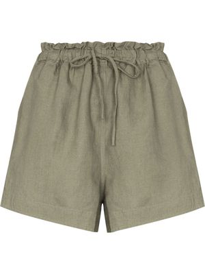 DES SEN drawstring linen shorts - Green