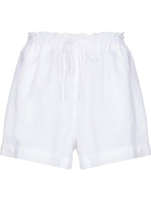 DES SEN paperbag-waist linen shorts - White