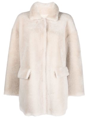 Desa 1972 collared shearling coat - Neutrals