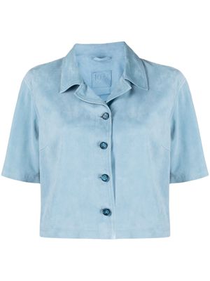 Desa 1972 cropped short-sleeve suede shirt - Blue