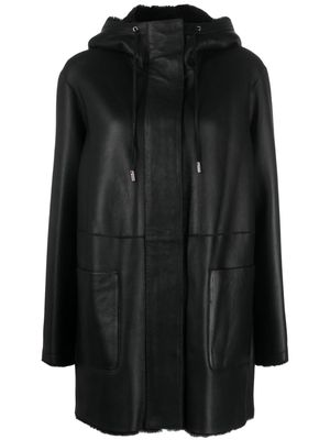 Desa 1972 hooded leather coat - Black