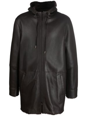 Desa 1972 hooded leather coat - Brown