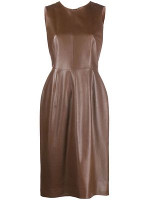 Desa 1972 leather midi dress - Brown