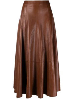 Desa 1972 long leather skater skirt - Brown