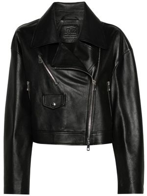 Desa 1972 off-centre-fastening leather jacket - Black