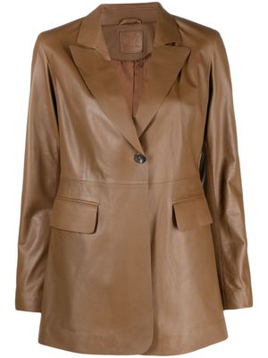 Desa 1972 peak-lapels leather blazer - Brown