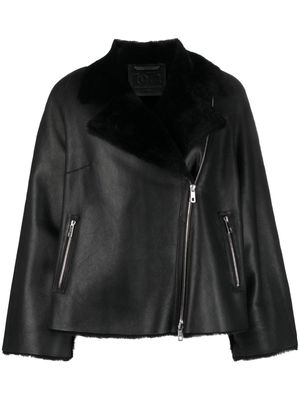 Desa 1972 peak-lapels zip-up leather jacket - Black