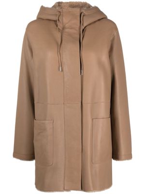 Desa 1972 reversible shearling hooded coat - Neutrals