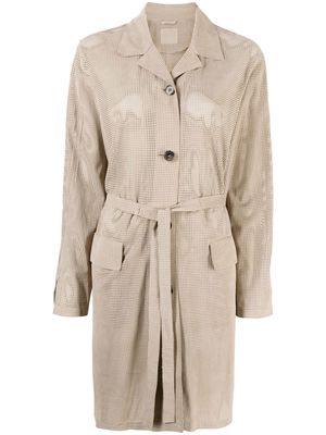 Desa 1972 siingle-breasted belted suede coat - Neutrals