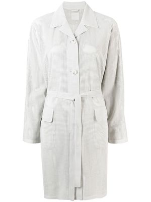 Desa 1972 siingle-breasted belted suede coat - White