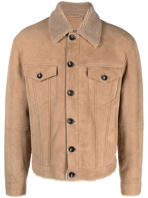 Desa 1972 straight-point collar leather jacket - Neutrals
