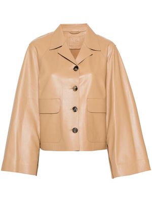 Desa 1972 stud-fastening-sleeves leather jacket - Neutrals