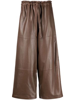 Desa 1972 wide cropped-leg leather trousers - Brown