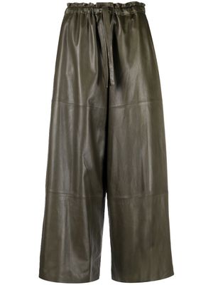 Desa 1972 wide cropped-leg leather trousers - Green