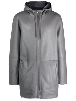 Desa Collection hooded leather jacket - Grey