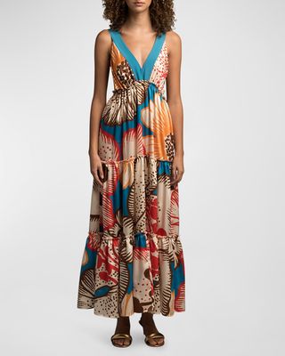 Descanso V-Neck Tiered Maxi Dress