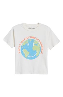 Desert Dreamer Women's Smiley Earth Day Cotton Graphic Tee in Natural