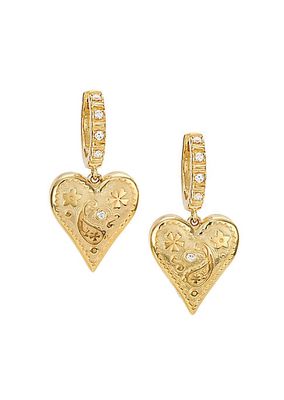 Desert Rising Southwestern Heart 14K Yellow Gold & 0.1 TCW Diamond Small Drop Earrings