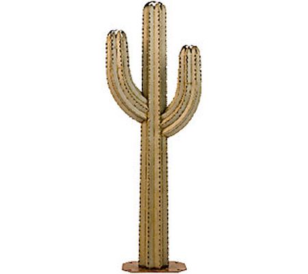 Desert Steel 5' Saguaro Garden Cactus Statue an d Tiki Torch