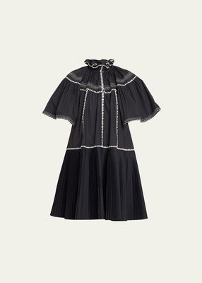 Desi Embroidered Pleated-Skirt Mini Dress