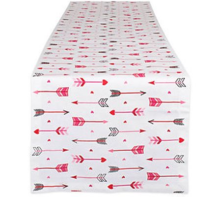 Design Imports 14" x 108" Hearts & Arrow Print able Runner