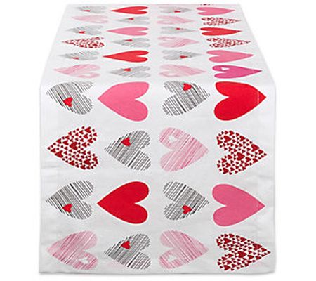 Design Imports 14" x 108" Hearts Collage Print able Runner