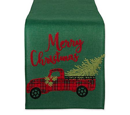 Design Imports 14" x 108" Merry Christmas Truck Table Runner