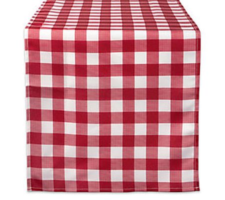 Design Imports 14" x 108" Red Check Outdoor Tab le Runner