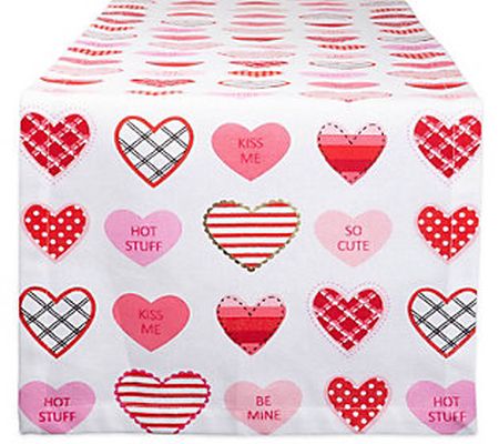 Design Imports 14" x 72" Sweet Hearts Print Tab le Runner