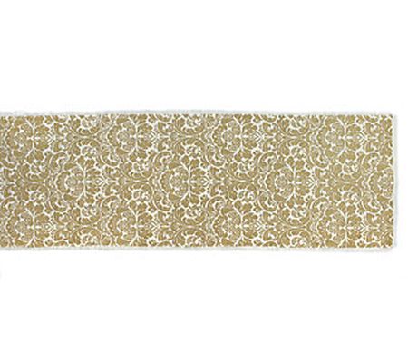 Design Imports 14x108" Damask Print Jute Table nner