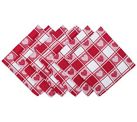 Design Imports 6-Pack Hearts Woven Check Napkin Set