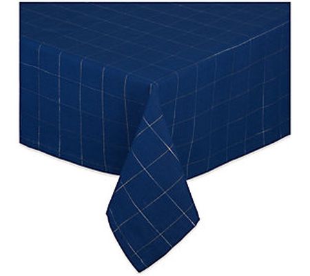 Design Imports 60" x 104" Blue Metallic Windowp ane Tablecloth